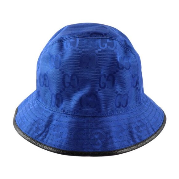 Gucci Bucket Hat GG Nylon Leather Blue Black Off the Grid Hat main image 8